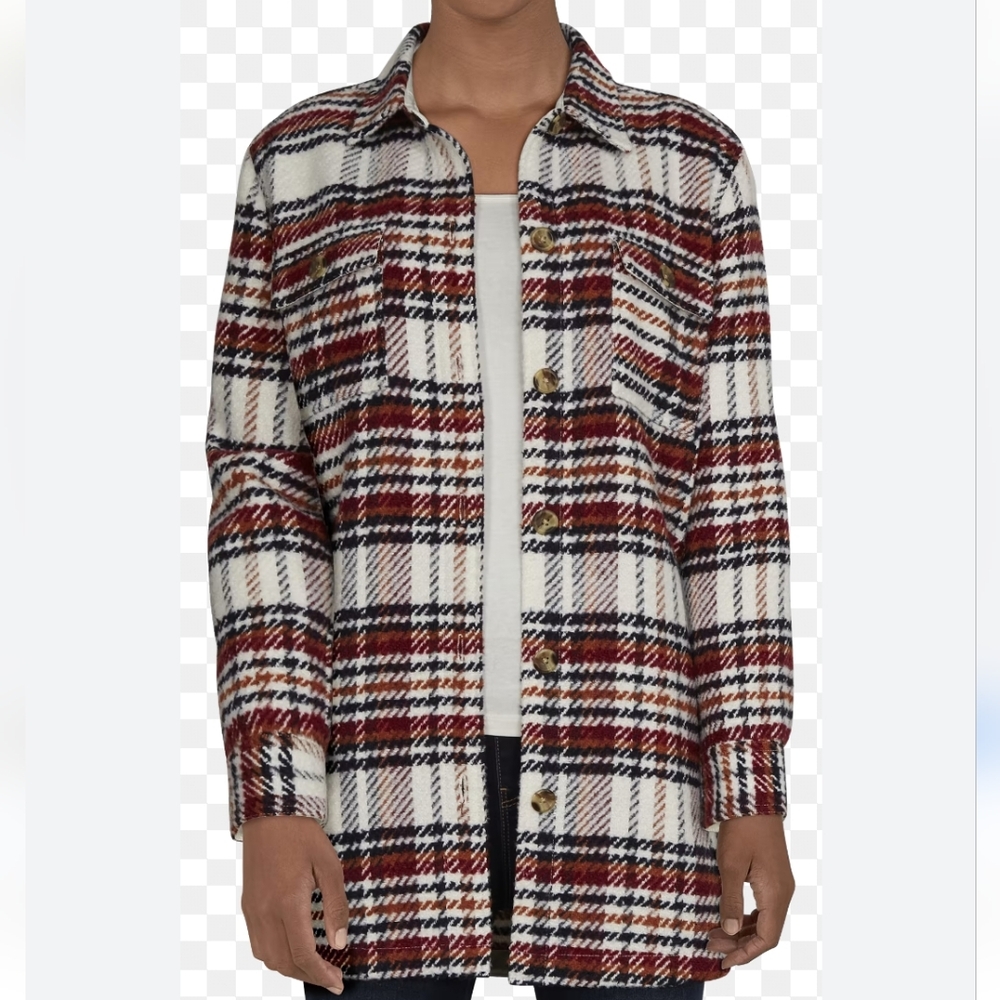 Natural Reflections Egret Zinfandel Plaid sz XL Casual Jacket Coat NWT